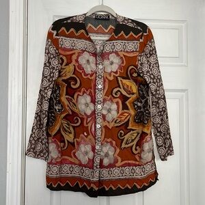 “Cignal- button down floral blouse size small”